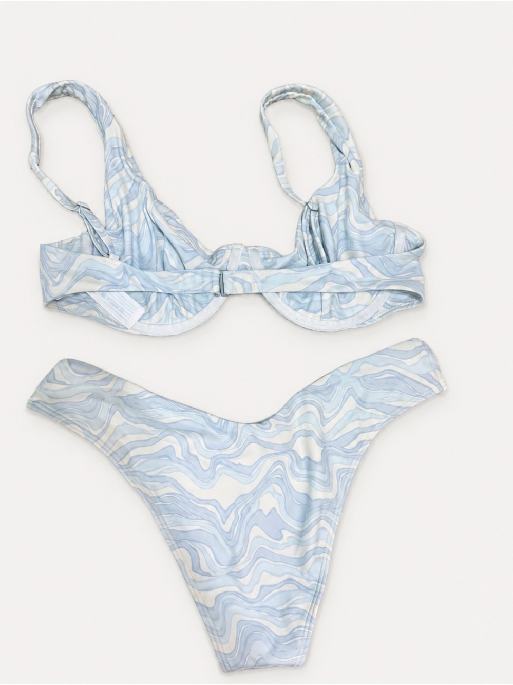 Abercrombie & Fitch Light Blue and White Marble Bikini Top and Bottoms - Picture 5 of 6